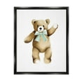 thumbnail image 1 of Stupell Industries Adorable Teddy Bear Nursery Animal Green Ribbon Graphic Art Jet Black Floating Framed Canvas Print Wall Art, Design by Studio Q, 1 of 5