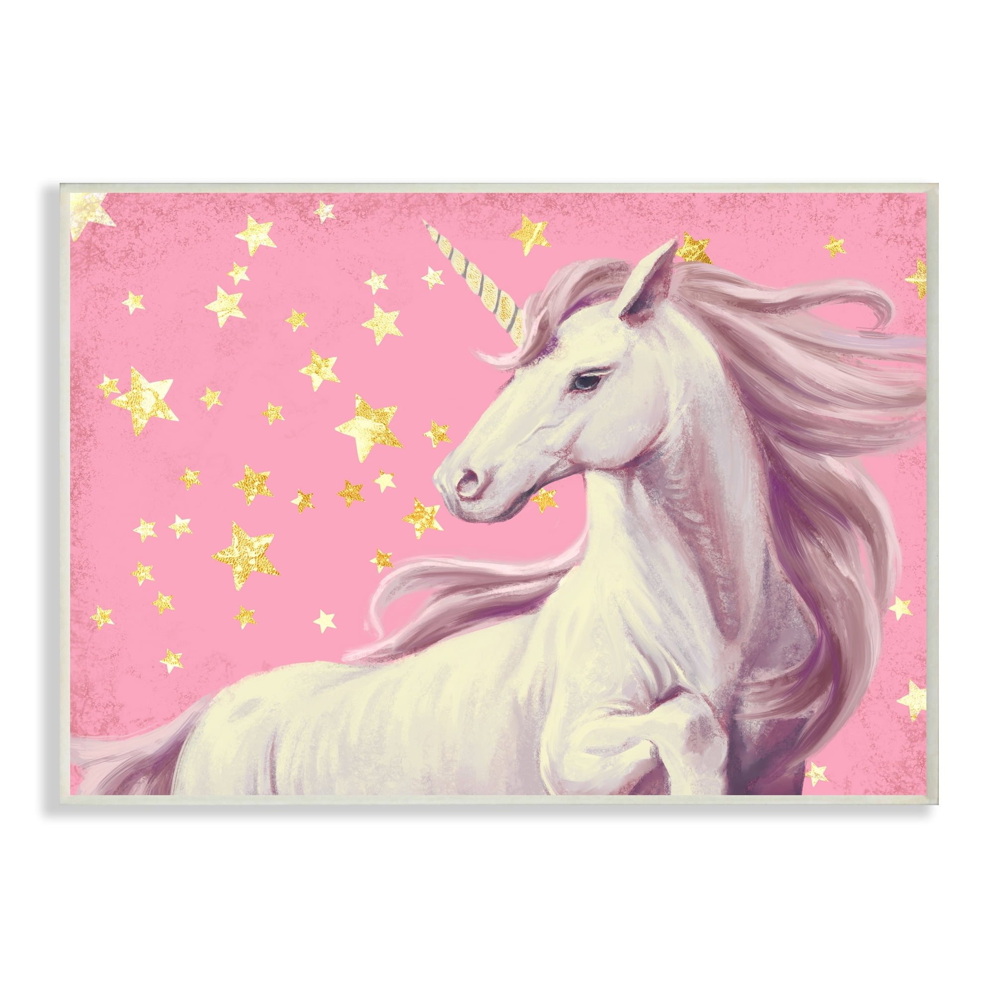 Stupell Industries Adorable Unicorn in Pink Starry Sky Wall Plaque by Ziwei Li