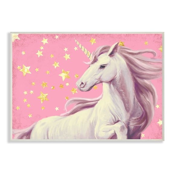 Stupell Industries Adorable Unicorn in Pink Starry Sky Wall Plaque by Ziwei Li