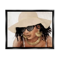 Stupell Industries Adorned Woman with Hat Painting Jet Black Floating Framed Canvas Print Wall Art, Design by Lanie Loreth