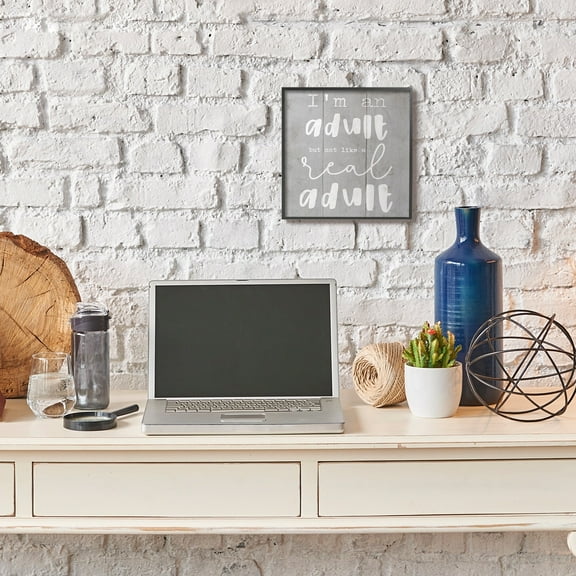 Stupell Industries Adult Funny Word Grey Wood Textured Design Framed Giclee Texturized Art by Daphne Polselli