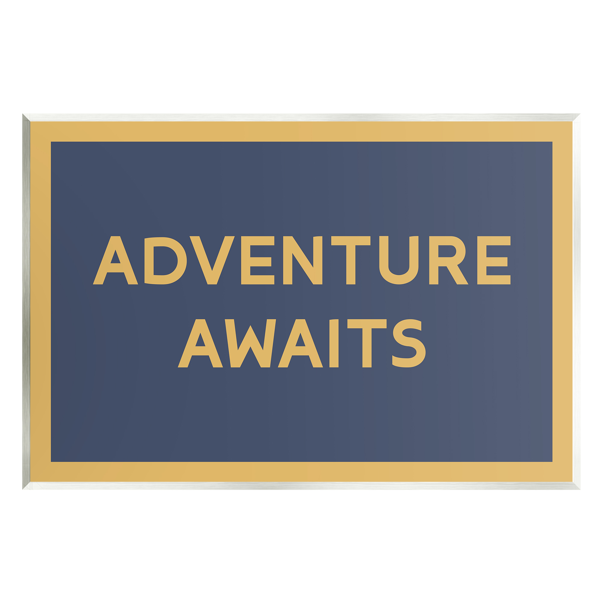 Stupell Industries Adventure Awaits Blue & Ochre Inspirational Painting Unframed Art Print Wall Art