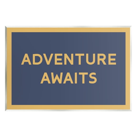 Stupell Industries Adventure Awaits Blue & Ochre Inspirational Painting Unframed Art Print Wall Art