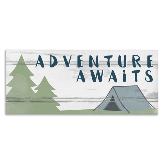 Stupell Industries Adventure Awaits Camping Scene Art for Kids Painting Gallery Wrapped Canvas Art Print Wall Art, 40 x 17