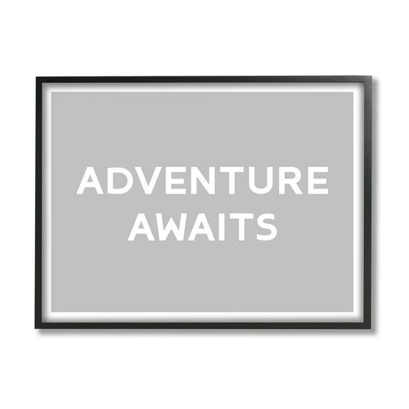 Stupell Industries Adventure Awaits Inspirational Inspirational Painting Black Framed Art Print Wall Art