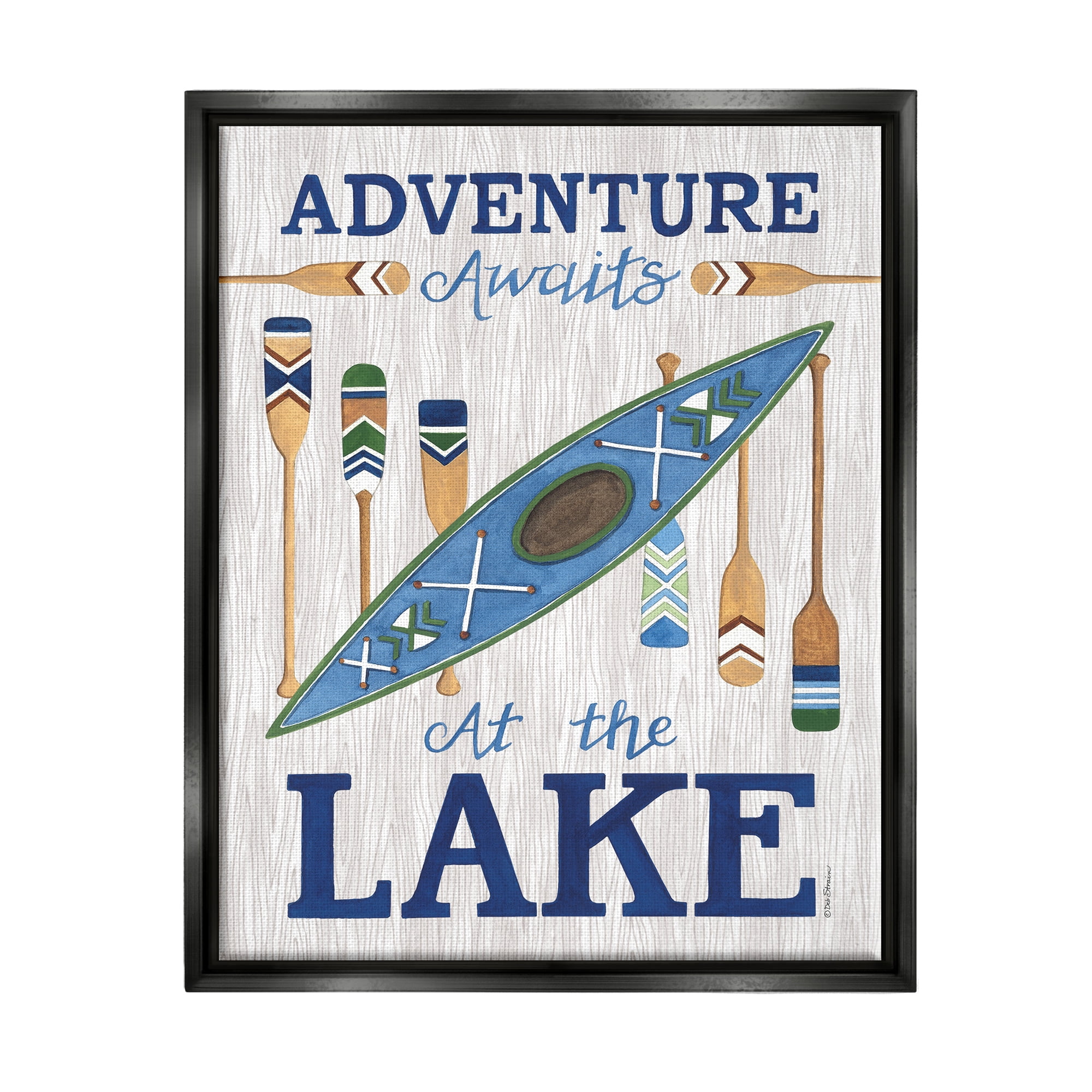 Stupell Industries Adventure Awaits Lakehouse Transportation Painting Black Floater Framed Art Print Wall Art, 25 x 31