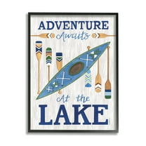 Stupell Industries Adventure Awaits Lakehouse Transportation Painting Black Framed Art Print Wall Art, 11 x 14
