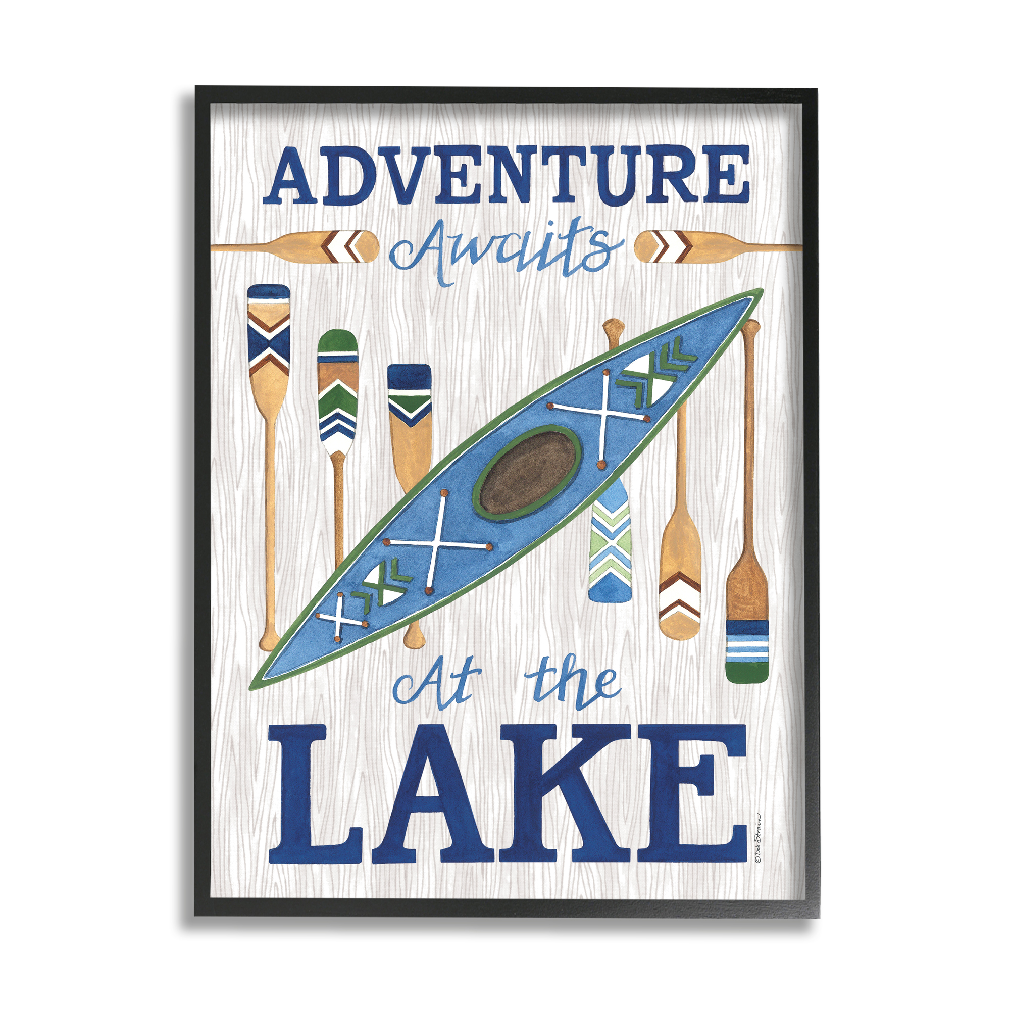 Stupell Industries Adventure Awaits Lakehouse Transportation Painting Black Framed Art Print Wall Art, 24 x 30