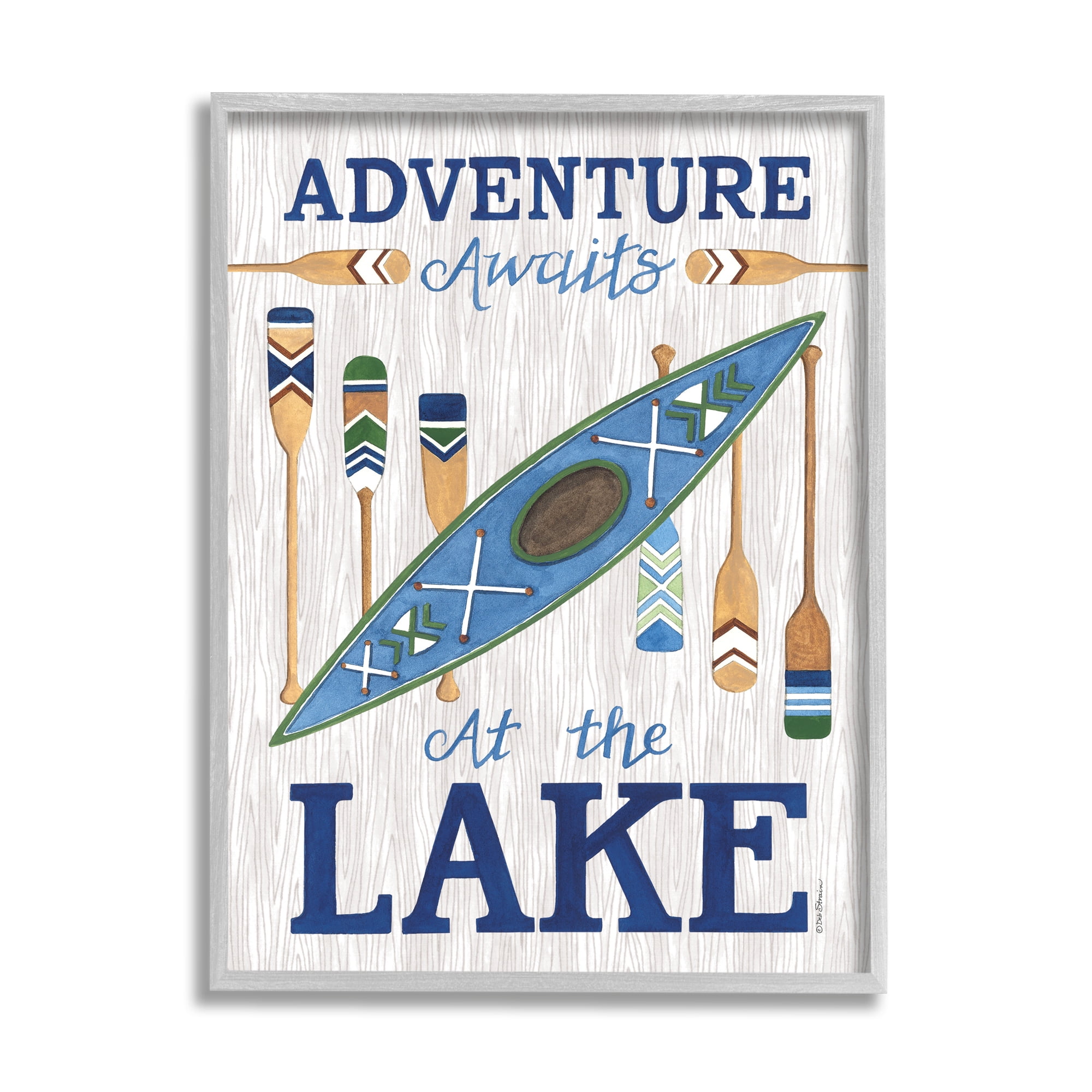 Stupell Industries Adventure Awaits Lakehouse Transportation Painting Gray Framed Art Print Wall Art, 11 x 14