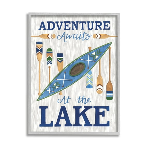 Stupell Industries Adventure Awaits Lakehouse Transportation Painting Gray Framed Art Print Wall Art, 24 x 30