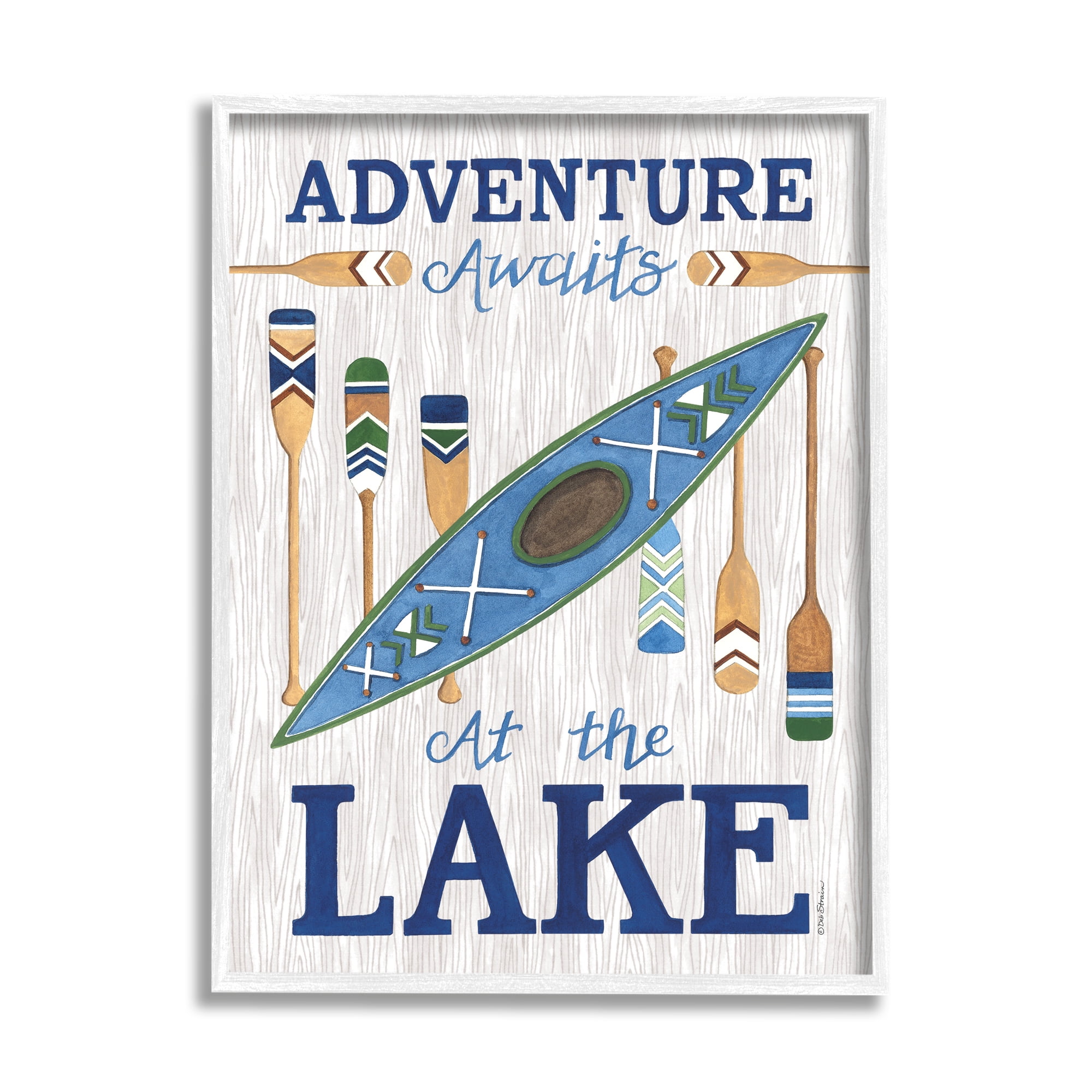 Stupell Industries Adventure Awaits Lakehouse Transportation Painting White Framed Art Print Wall Art, 11 x 14