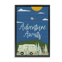 Stupell Industries Adventure Awaits Landscape Landscape Painting Black Floater Framed Art Print Wall Art, 17 x 25