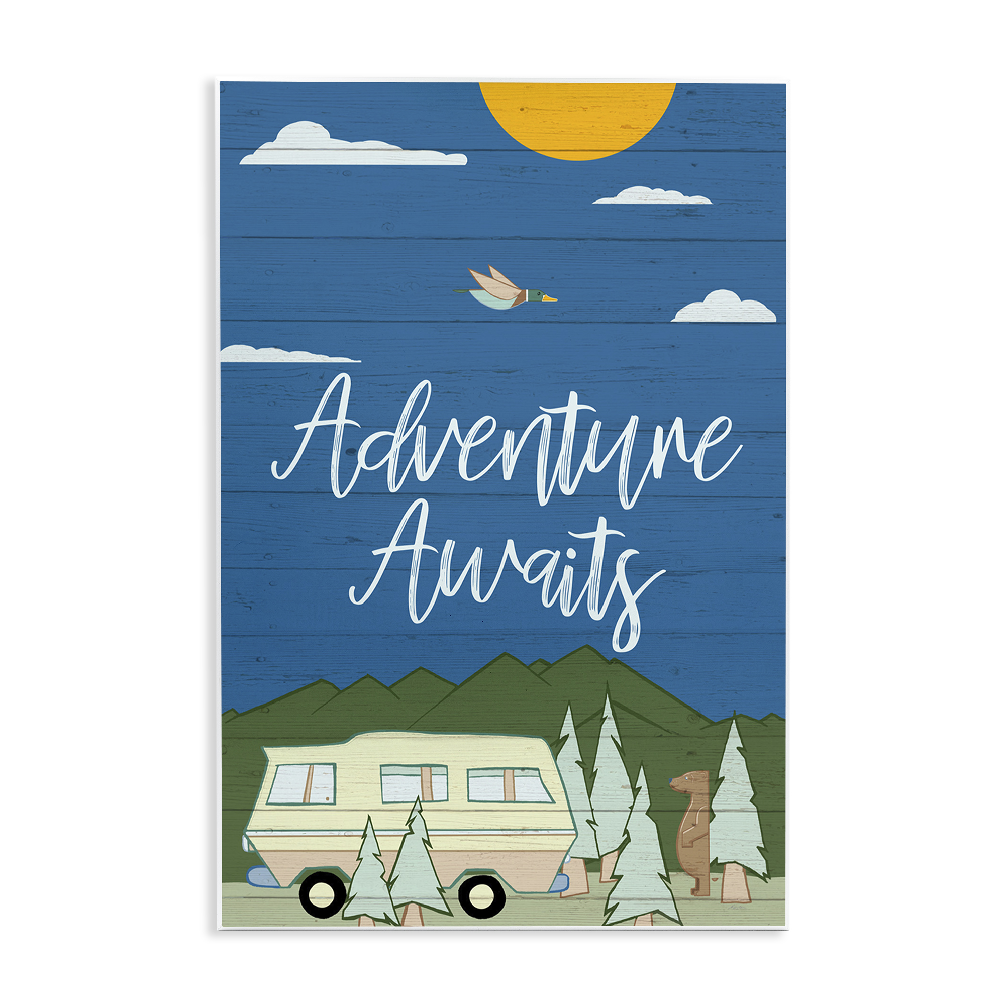 Stupell Industries Adventure Awaits Landscape Landscape Painting Unframed Art Print Wall Art, 13 x 19