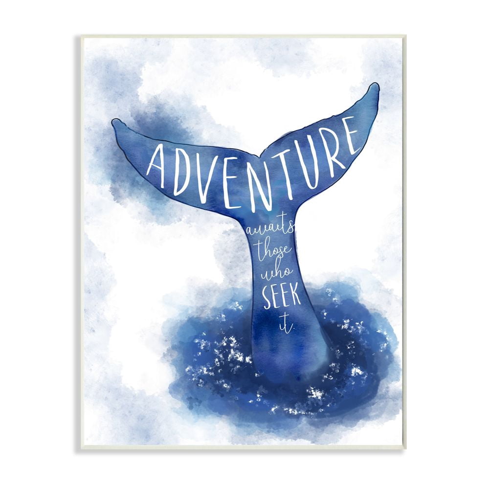 Stupell Industries Adventure Awaits Phrase Whale Tale Ocean Animal Inspiration Graphic Art Unframed Art Print Wall Art, 13x19, by Ziwei Li
