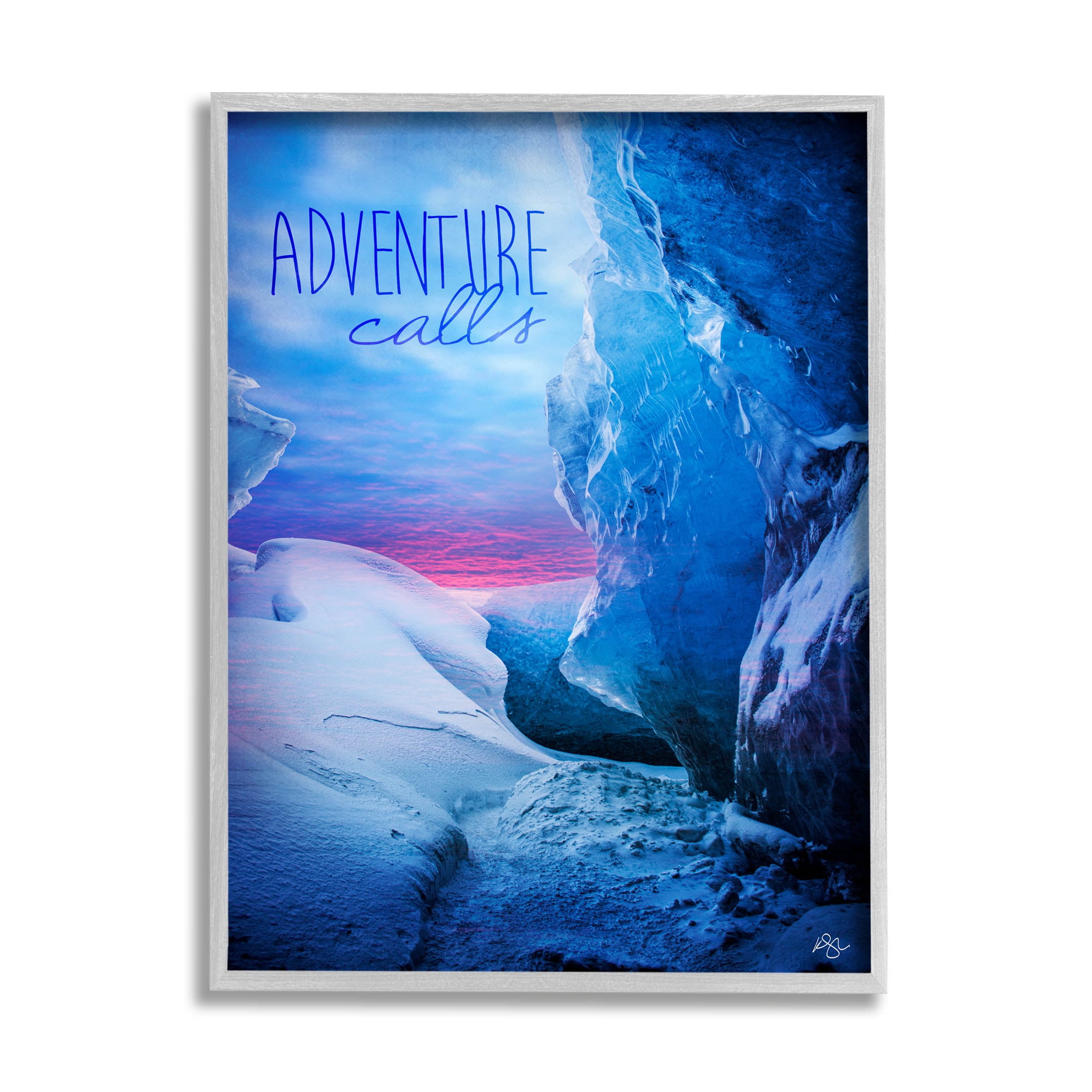 Stupell Industries Adventure Calls Snowy Glacier Graphic Art Gray Framed Art Print Wall Art, Design by K. Kaufman
