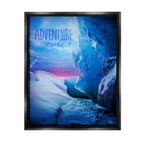 Stupell Industries Adventure Calls Snowy Glacier Graphic Art Jet Black Floating Framed Canvas Print Wall Art, Design by K. Kaufman