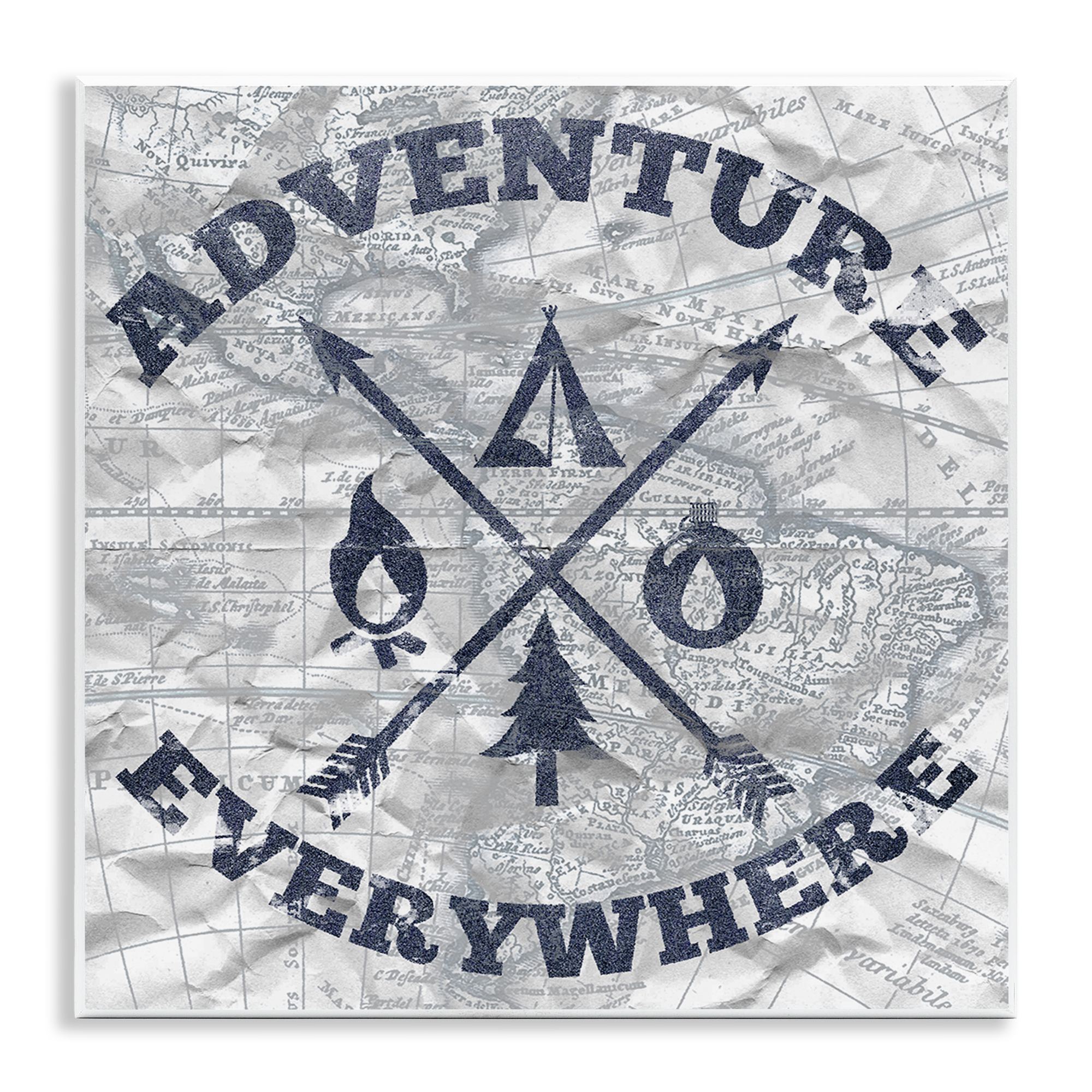 Stupell Industries Adventure Everywhere Phrase Text & Numbers Painting Unframed Art Print Wall Art, 12 x 12