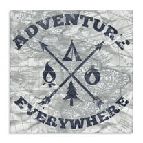 Stupell Industries Adventure Everywhere Phrase Text & Numbers Painting Wrapped Canvas Art Print Wall Art, 17 x 17