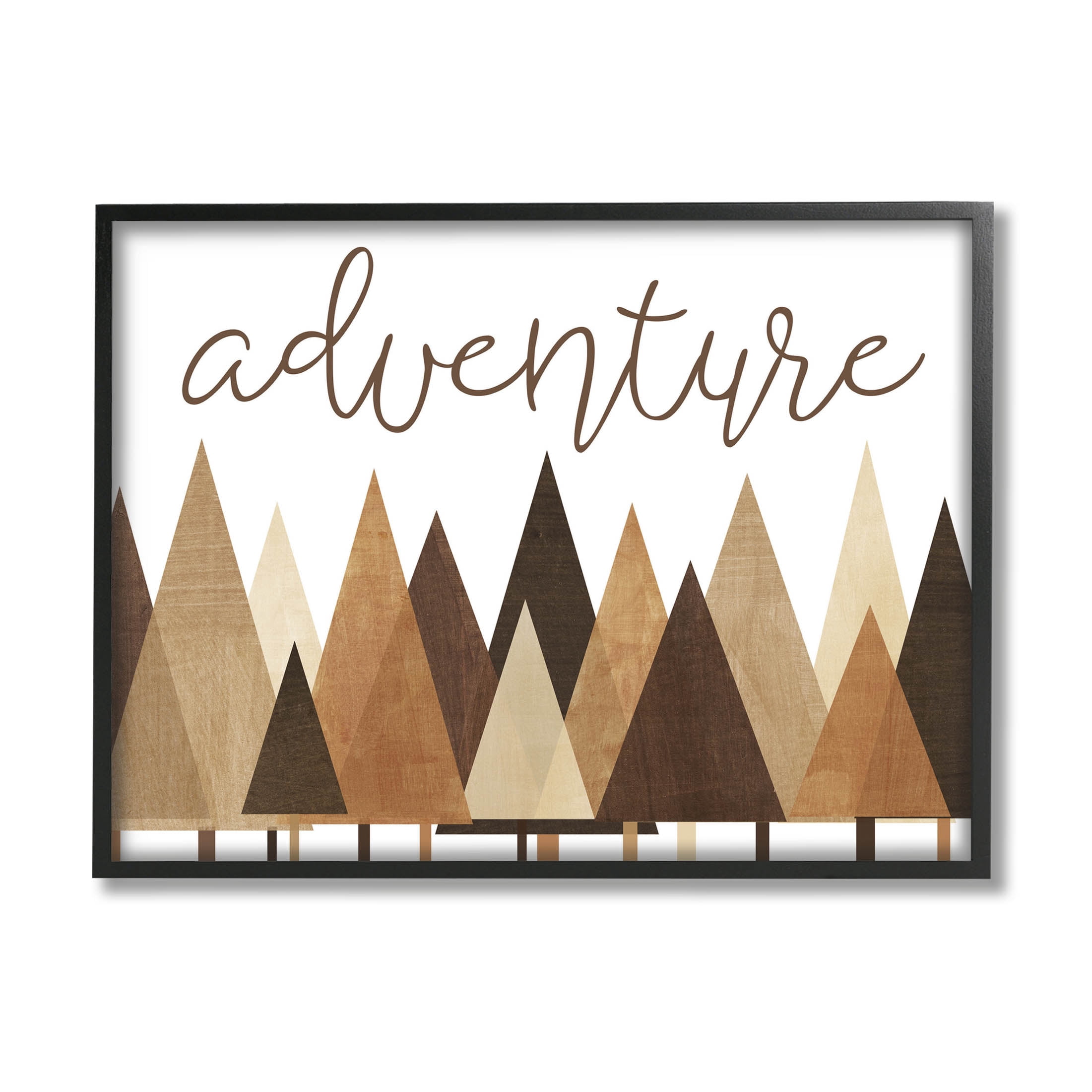 Stupell Industries Adventure Geometric Forest Trees Graphic Art Black Framed Art Print Wall Art, Design by Alli Rogosich