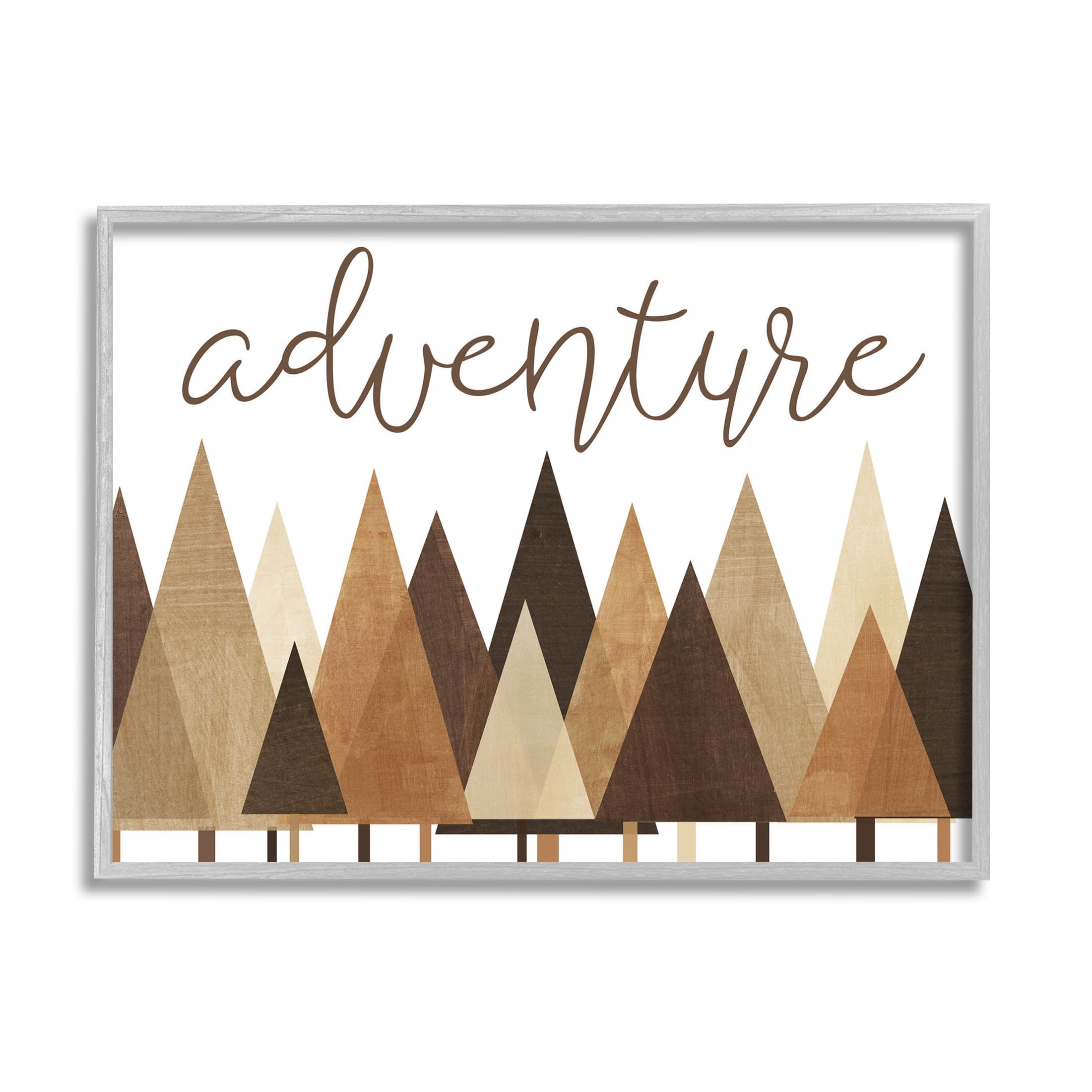 Stupell Industries Adventure Geometric Forest Trees Graphic Art Gray Framed Art Print Wall Art, Design by Alli Rogosich
