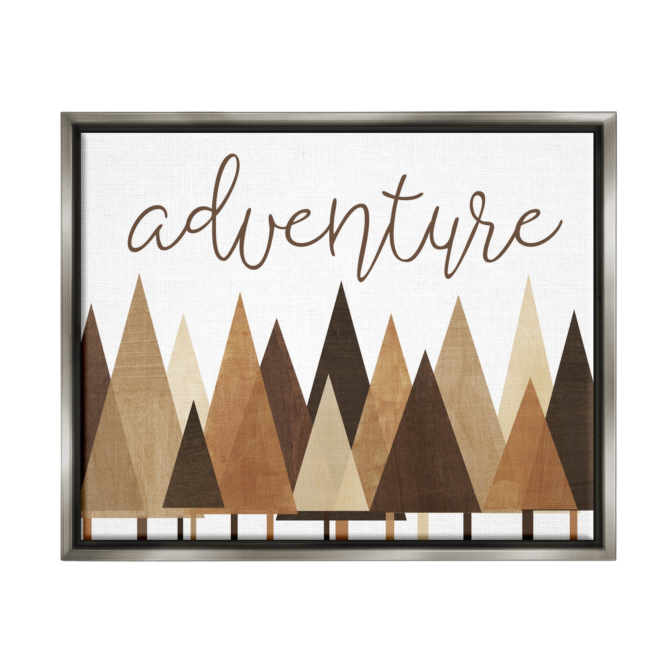 Stupell Industries Adventure Geometric Forest Trees Graphic Art Luster Gray Floating Framed Canvas Print Wall Art, Design by Alli Rogosich