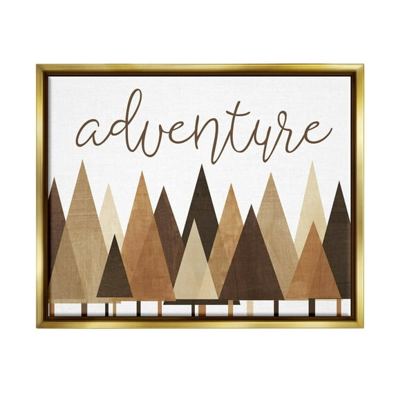 Stupell Industries Adventure Geometric Forest Trees Graphic Art Metallic Gold Floating Framed Canvas Print Wall Art, Design by Alli Rogosich