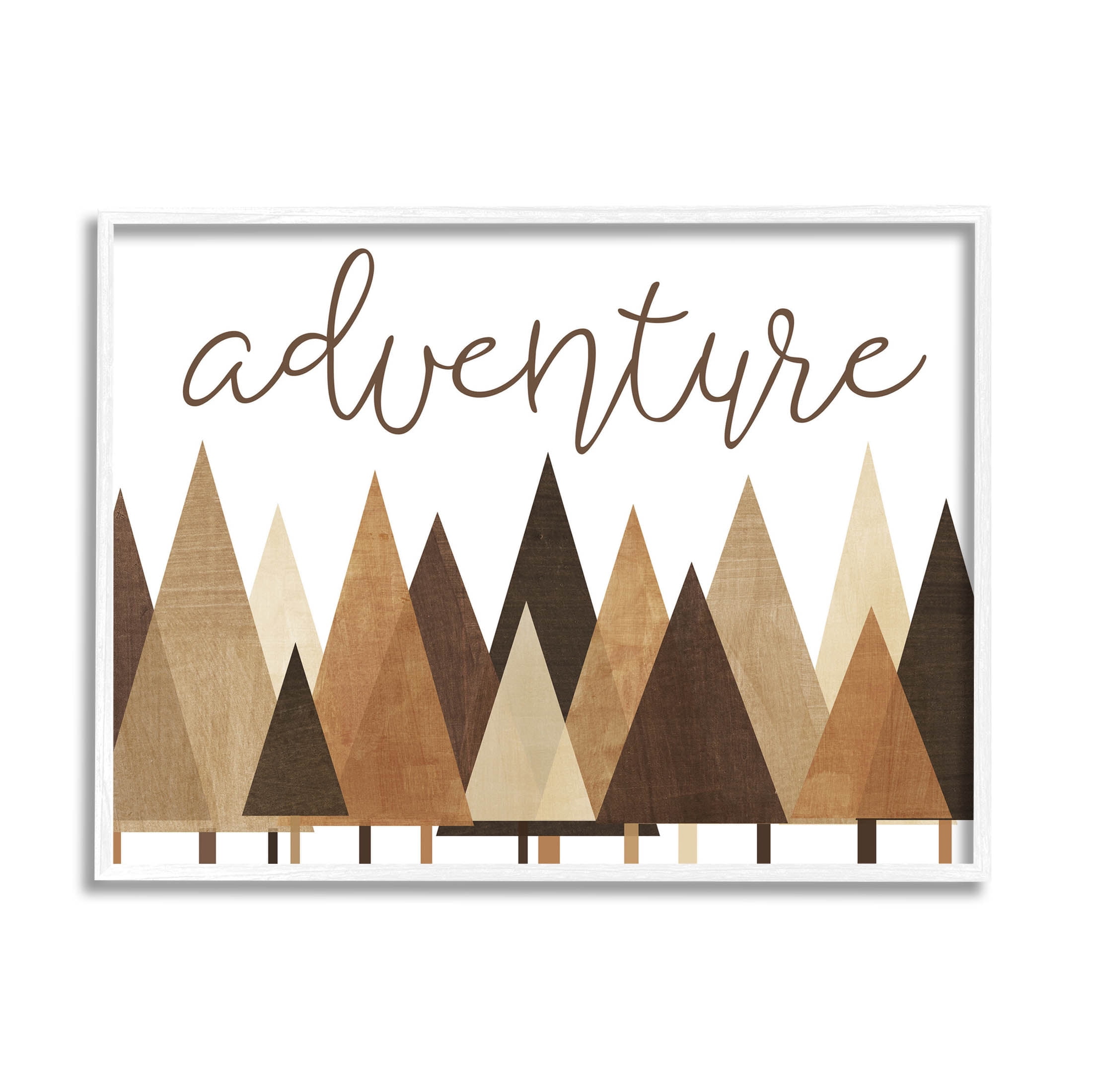Stupell Industries Adventure Geometric Forest Trees Graphic Art White Framed Art Print Wall Art, Design by Alli Rogosich