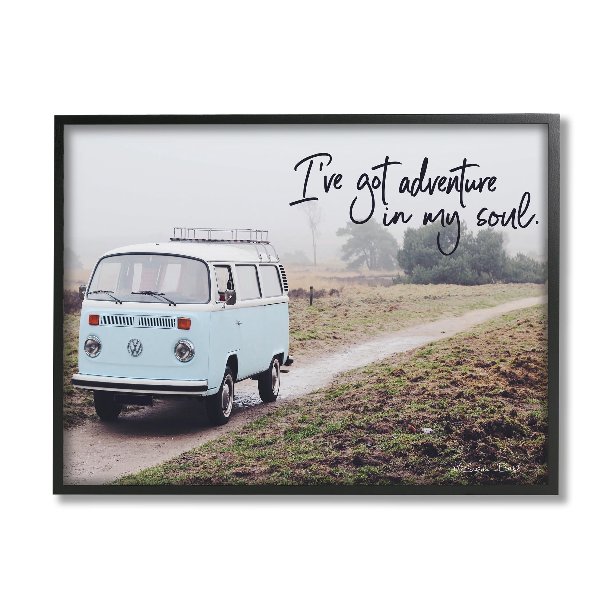 Stupell Industries Adventure In My Soul Phrase Retro Bus Road,11 x 14,Designed by Susan Ball