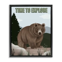 Stupell Industries Adventure Nature & Bear Animals Painting Black Floater Framed Canvas Art Print Wall Art, 17 x 21