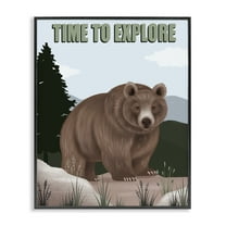 Stupell Industries Adventure Nature & Bear Animals Painting Black Framed Art Print Wall Art, 11 x 14