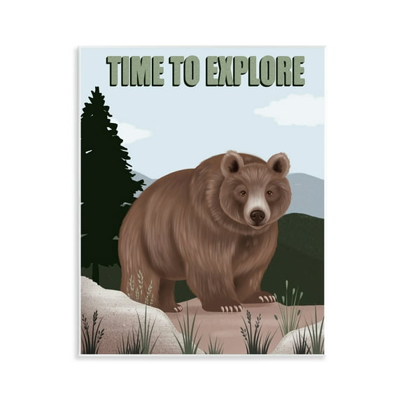 Stupell Industries Adventure Nature & Bear Animals Painting Unframed Art Print Wall Art, 11 x 14