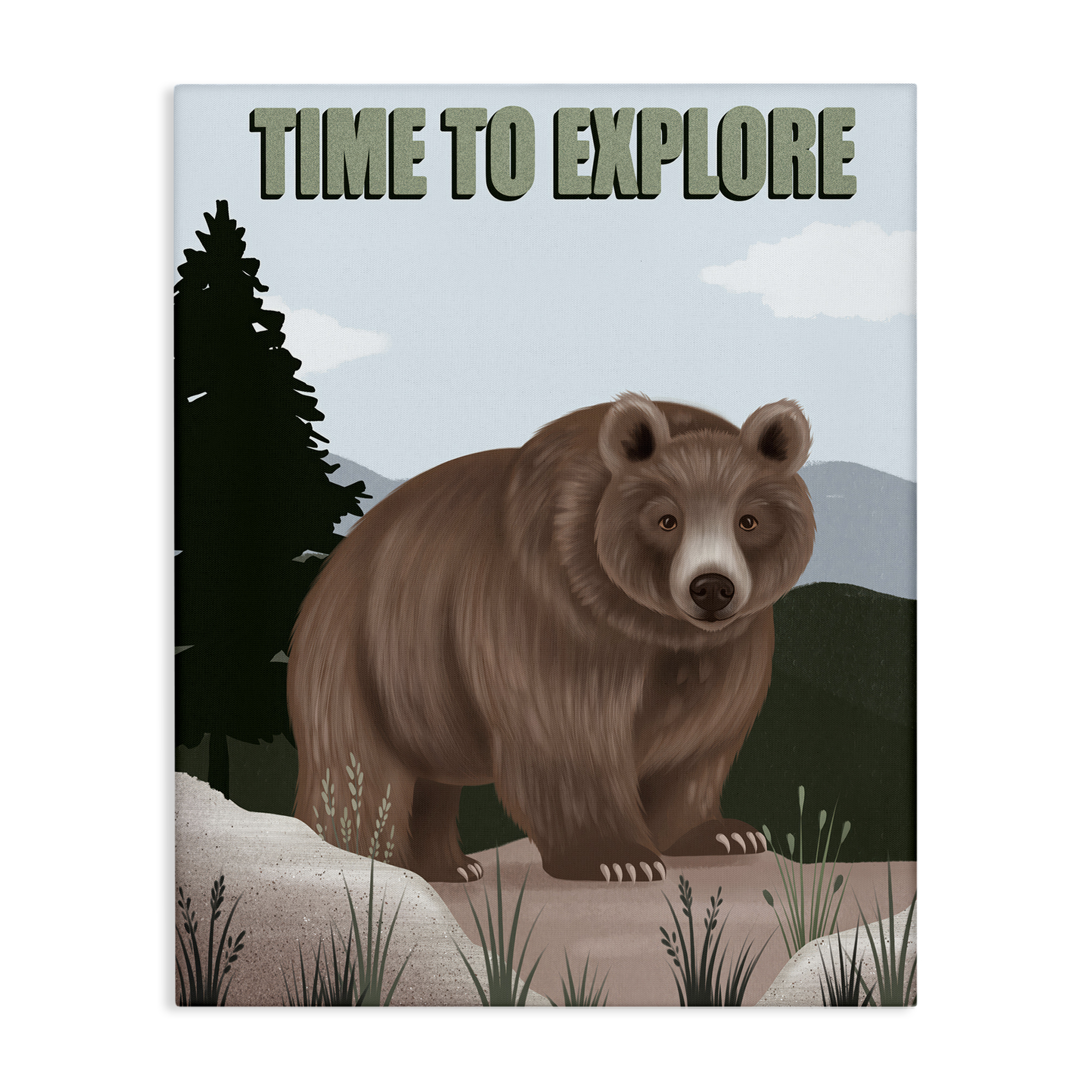 Stupell Industries Adventure Nature & Bear Animals Painting Wrapped Canvas Art Print Wall Art, 16 x 20