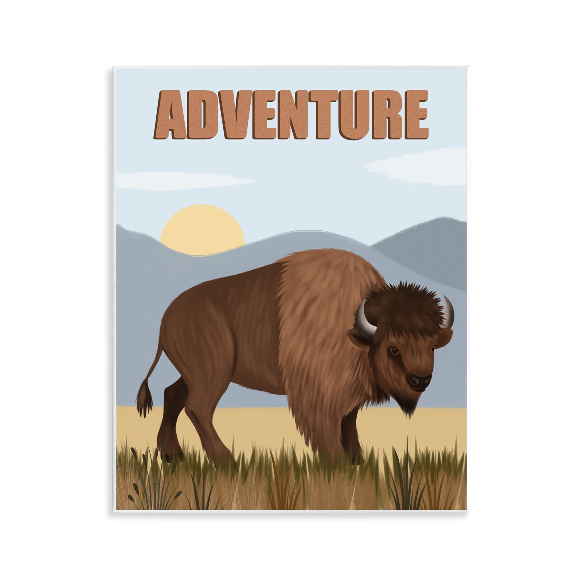 Stupell Industries Adventure Nature & Bison Animals Painting Unframed Art Print Wall Art, 11 x 14