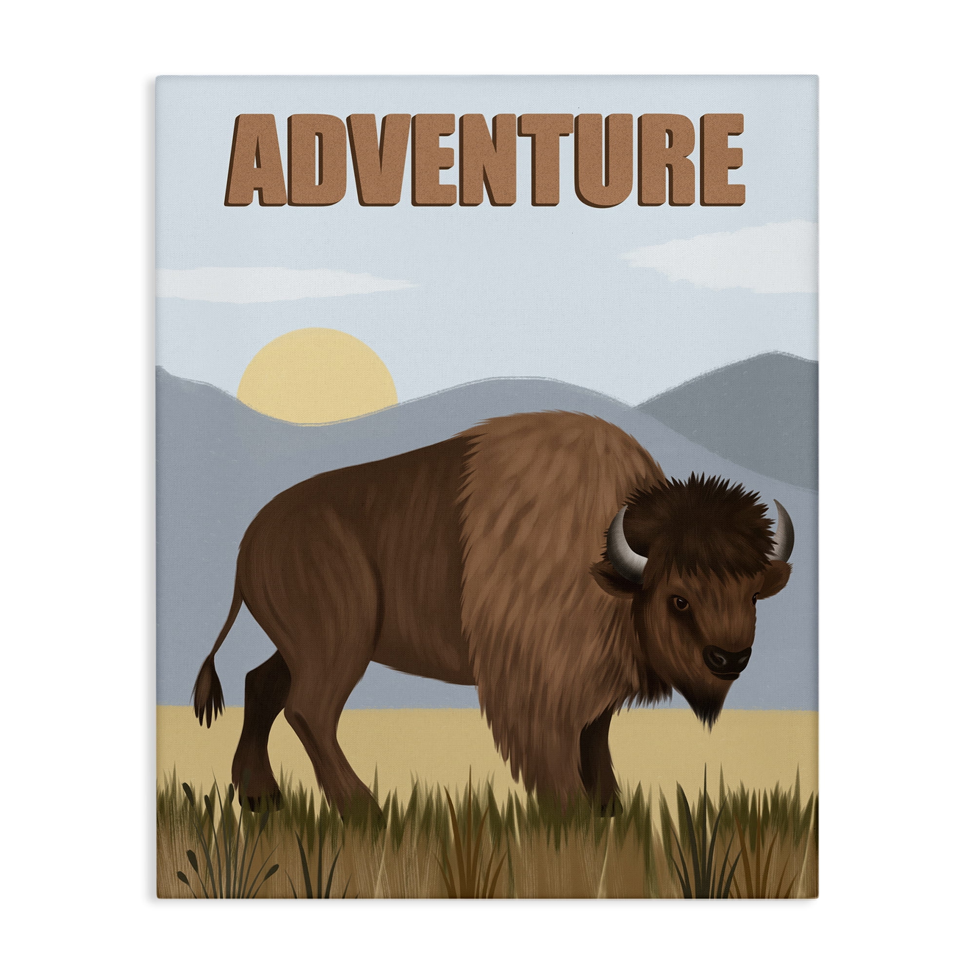Stupell Industries Adventure Nature & Bison Animals Painting Wrapped Canvas Art Print Wall Art, 16 x 20