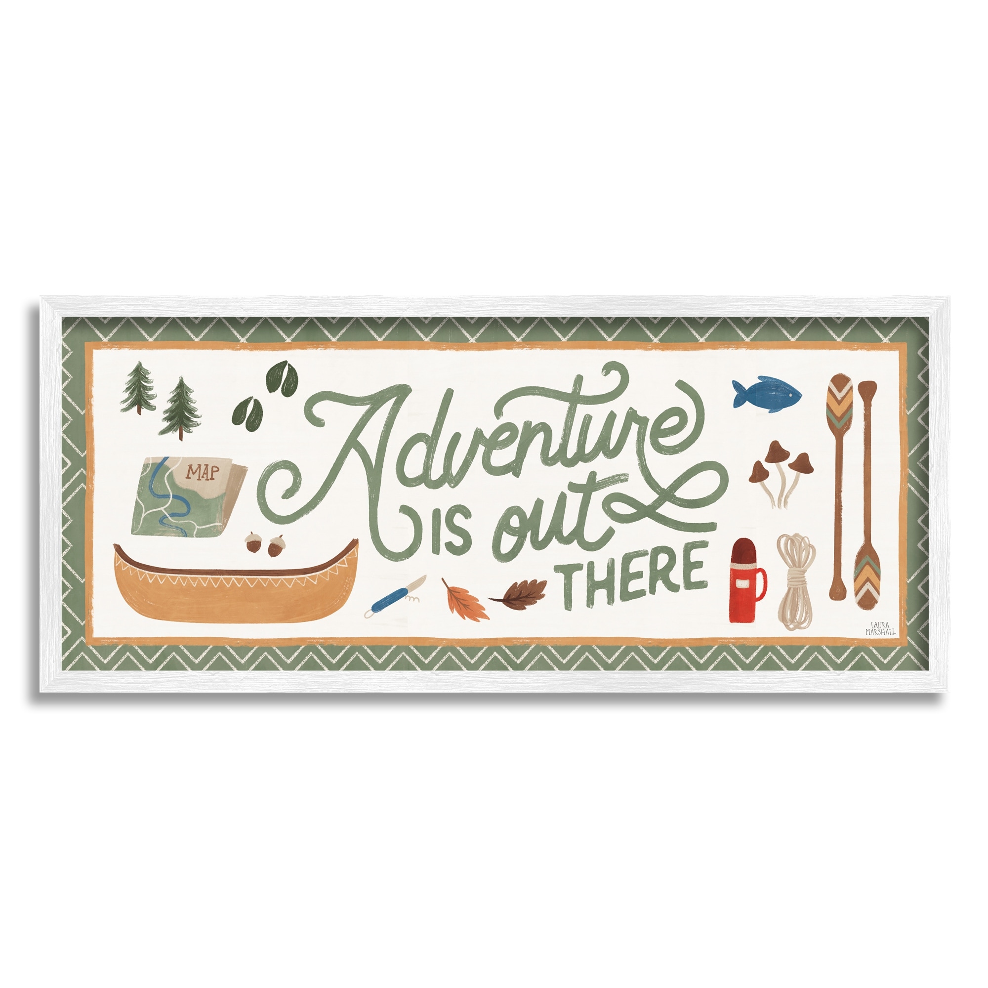Stupell Industries Adventure Out There Calligraphy Sign Autumn Cabin Theme , 24 x 10, Design by Laura Marshall