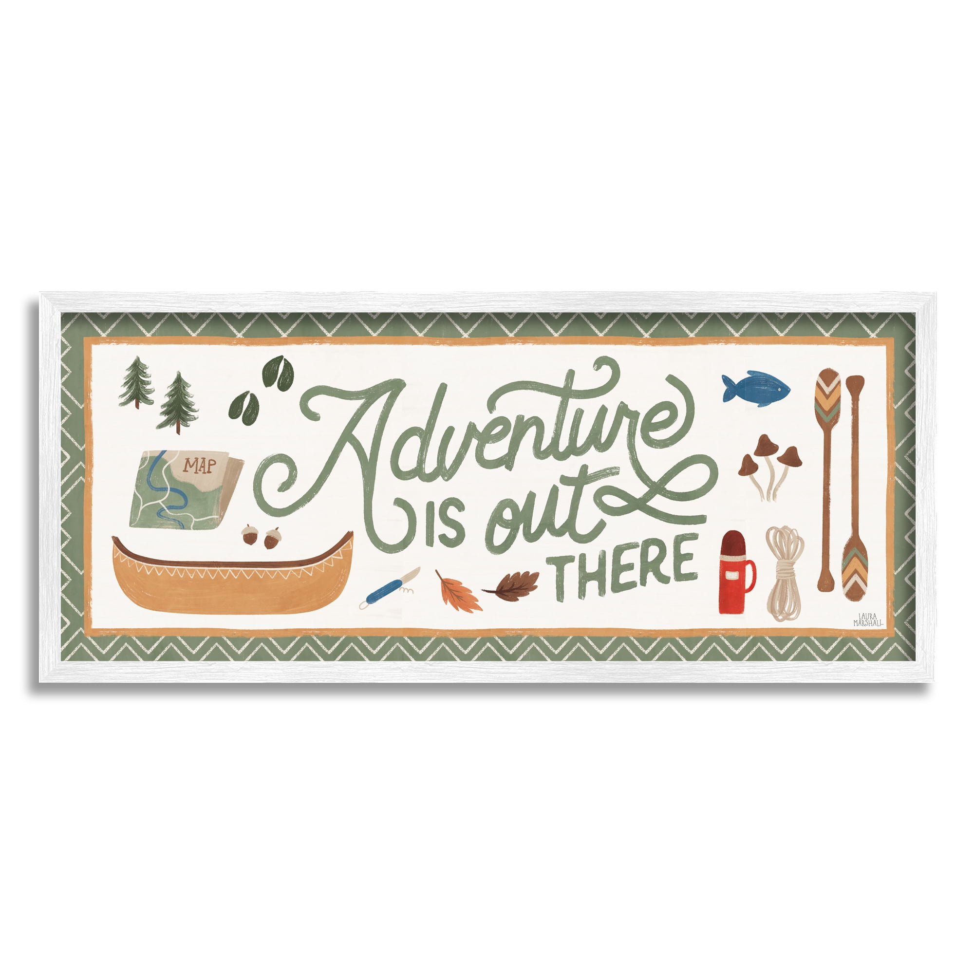 Stupell Industries Adventure Out There Calligraphy Sign Autumn Cabin Theme , 30 x 13, Design by Laura Marshall
