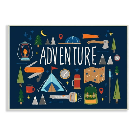 Stupell Industries Adventure Sentiment Outdoor Camping Necessities Typography Painting Unframed Art Print Wall Art, 10 x 15