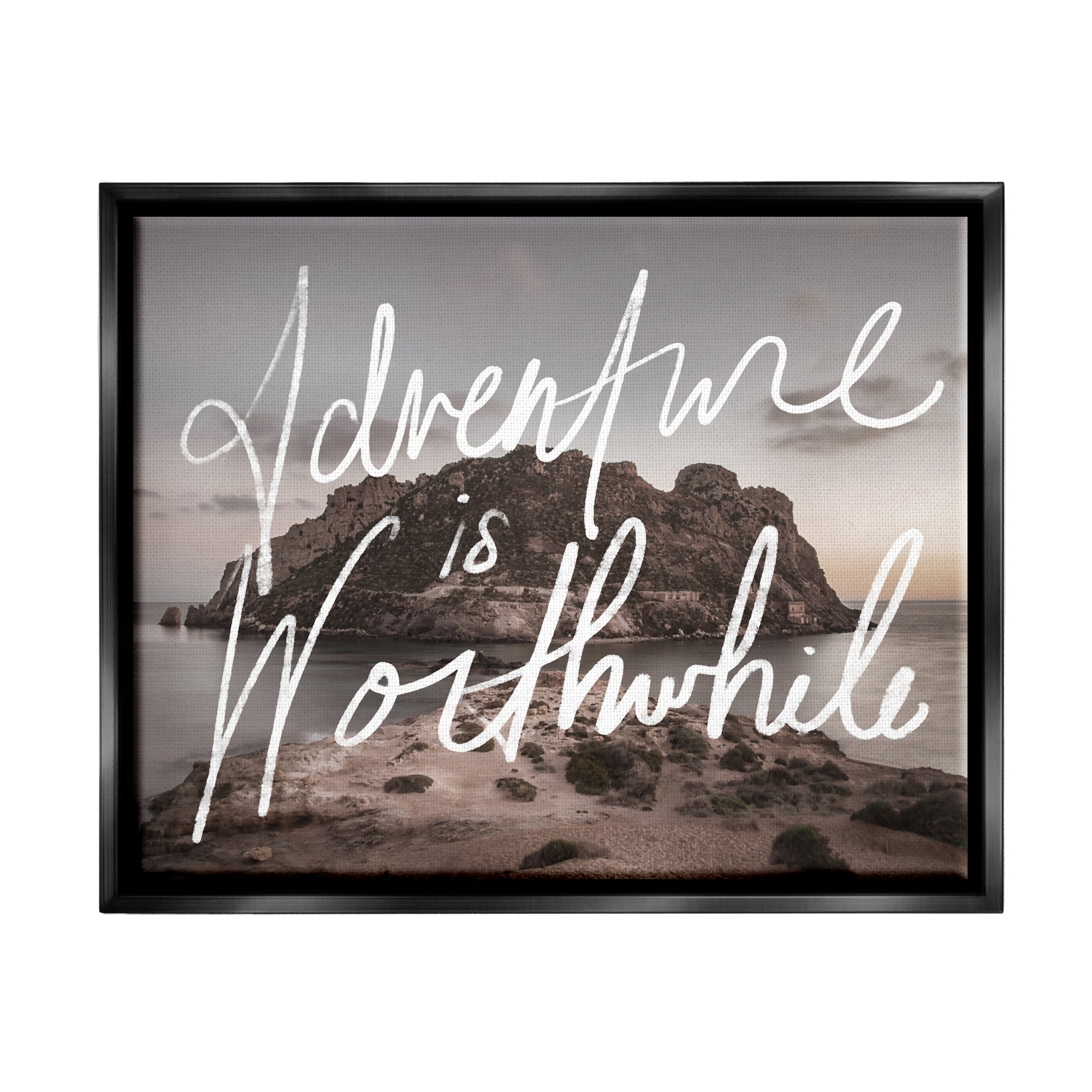 Stupell Industries Adventure is Worthwhile Nature Inspirational Painting Black Floater Framed Art Print Wall Art, 21 x 17