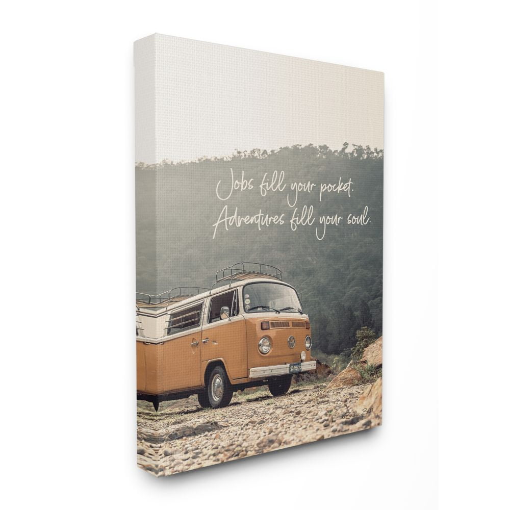 Vintage Orange Van Motivational Quote Canvas Wall Art, 30" x 40"