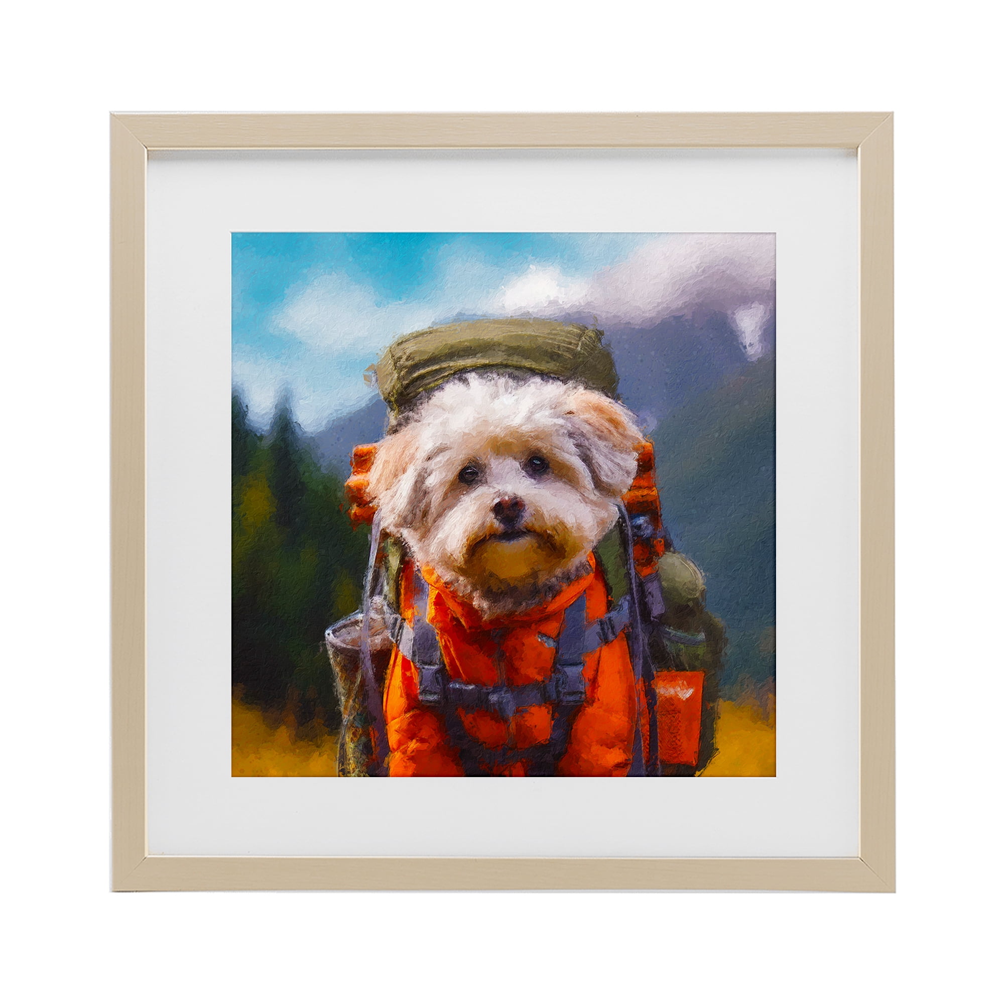 Stupell Industries Adventuring Hiker Dog Birch Framed Print Under Glass, design by Sean Parnell