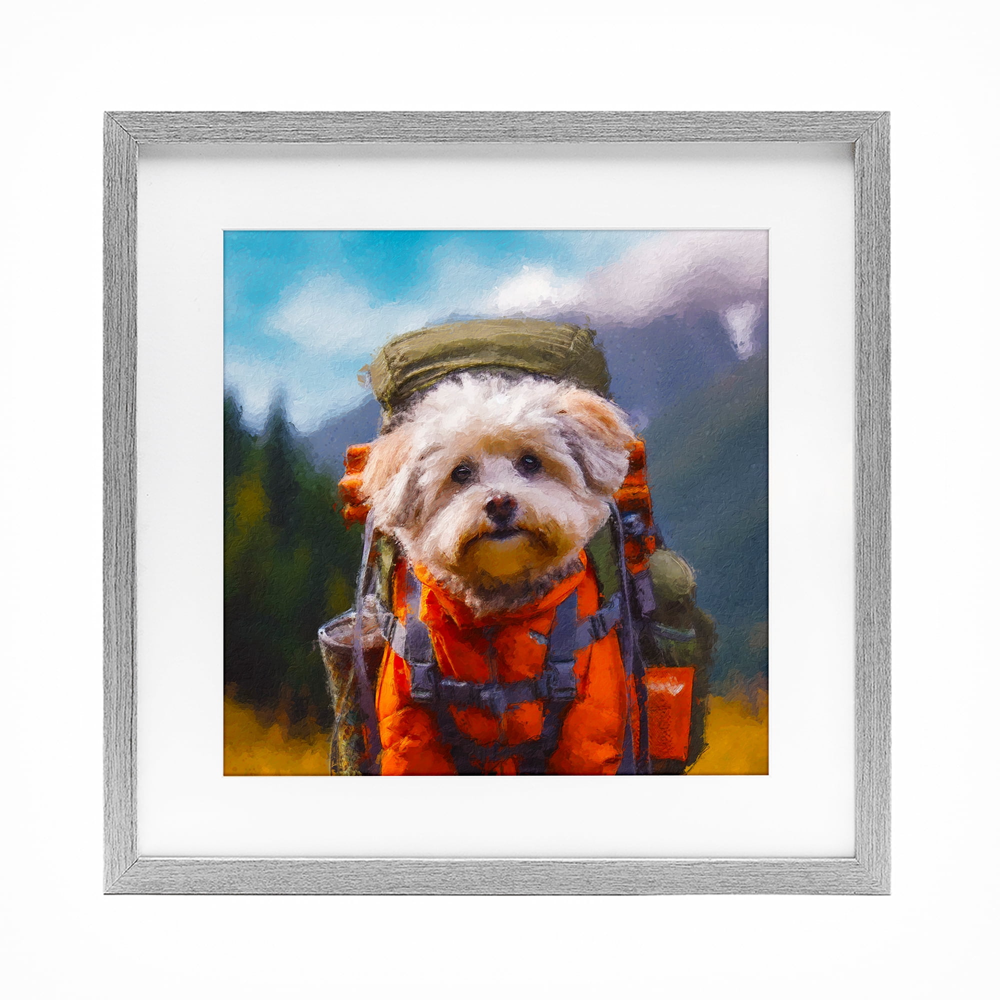 Stupell Industries Adventuring Hiker Dog Gray Framed Print Under Glass, design by Sean Parnell