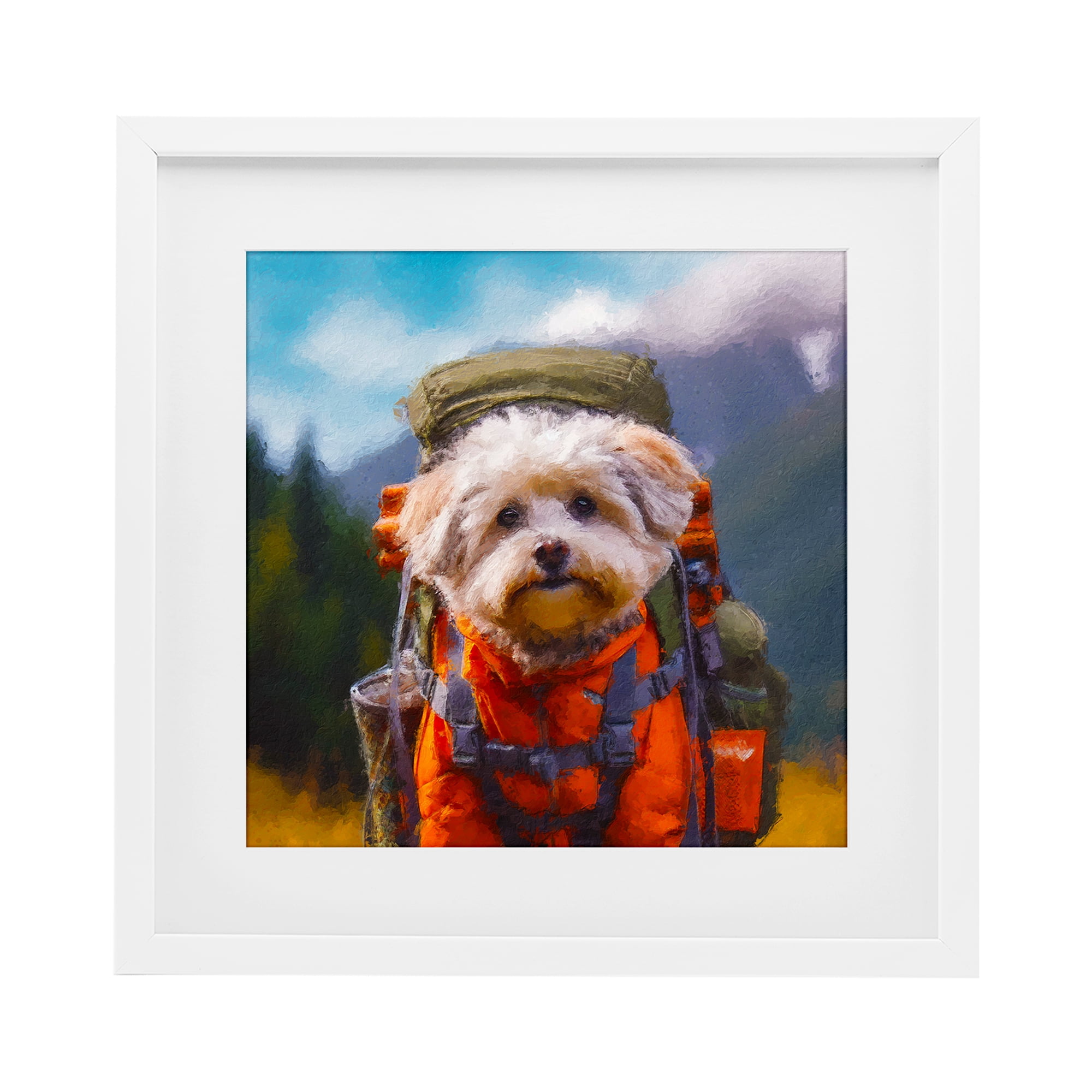 Stupell Industries Adventuring Hiker Dog White Framed Print Under Glass, design by Sean Parnell