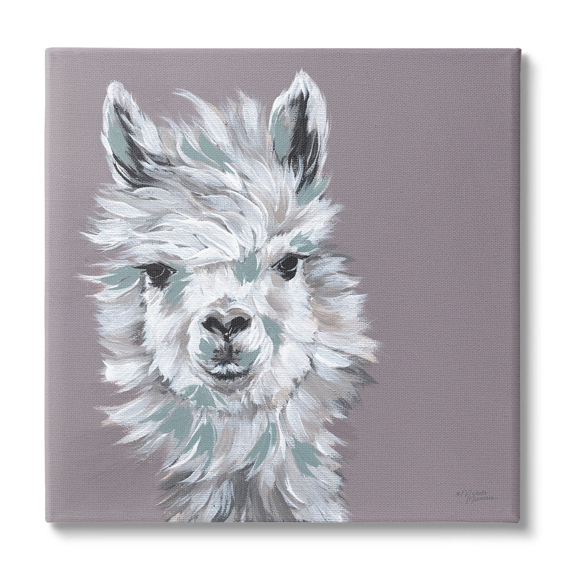 Stupell Industries Adventurous Llama Breezy White Haired Alpaca Wise Glance,24 x 24, Design by Michele Norman