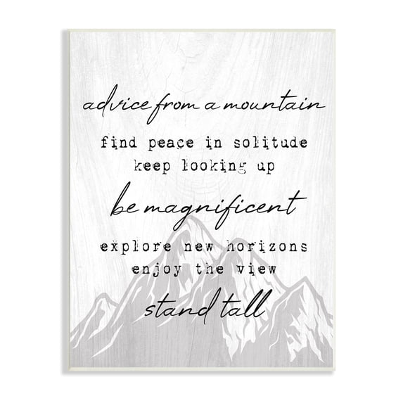 Stupell Industries Advice From Mountains Rustic Motivational Adventure Quote Wood Wall Art, 10 x 15, Design by Lil' Rue