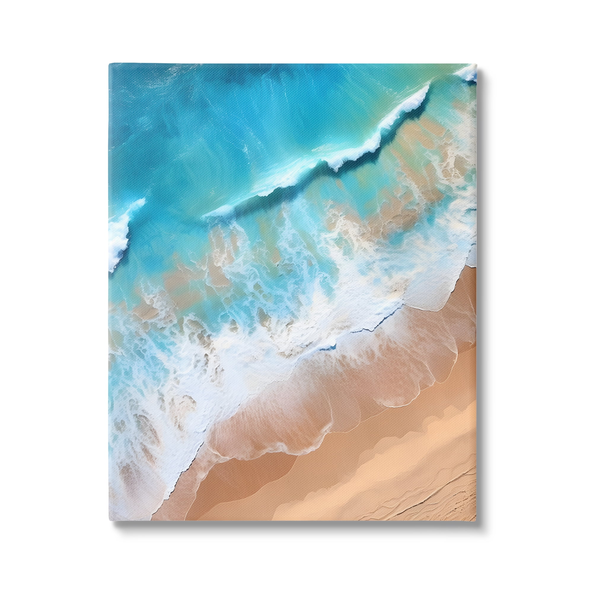 Stupell Industries Aerial Abstract Sea Waves Landscape Painting Gallery Wrapped Canvas Art Print Wall Art, 36 x 48