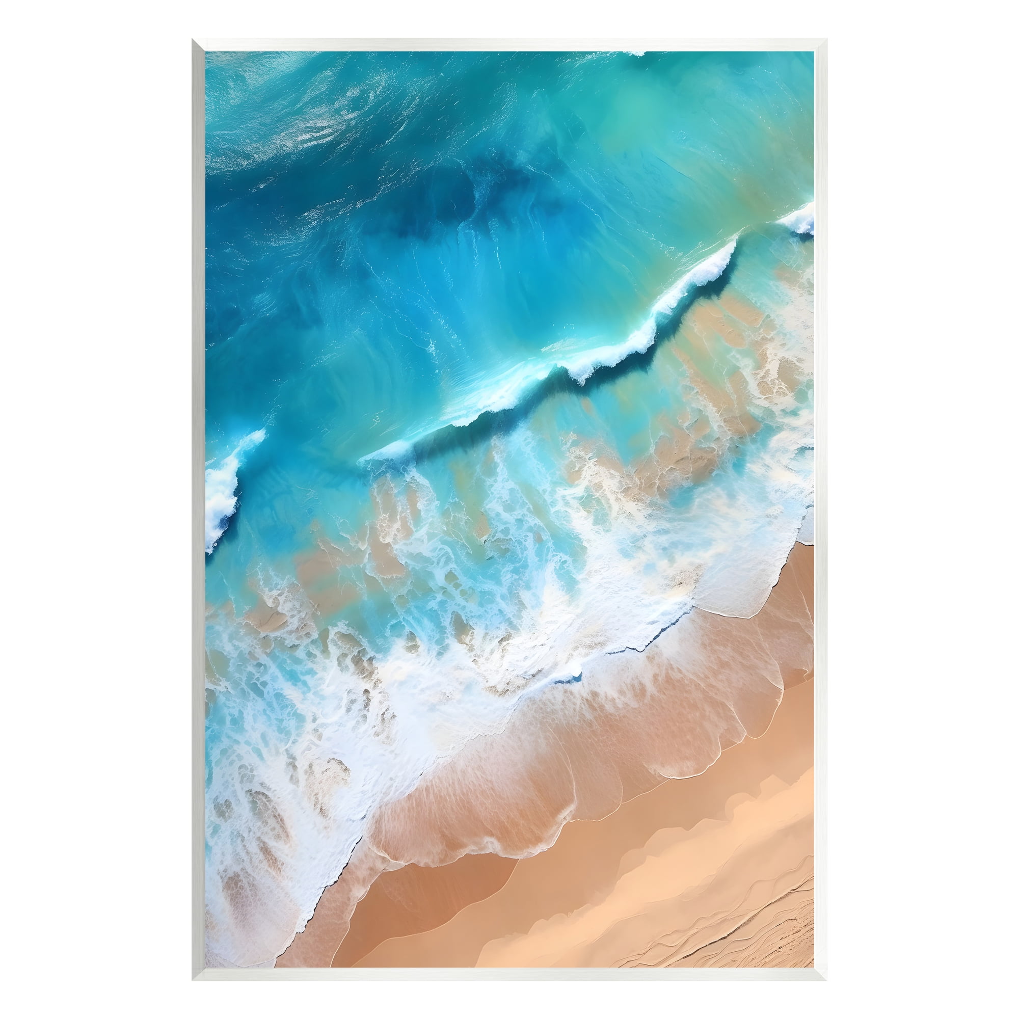Stupell Industries Aerial Abstract Sea Waves Landscape Painting Unframed Art Print Wall Art, 13 x 19