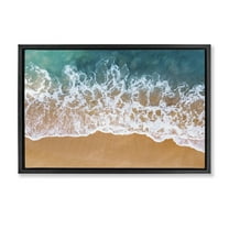 Stupell Industries Aerial Beach Foam Landscape & Nature Photography Black Floater Framed Canvas Art Print Wall Art, 25 x 17