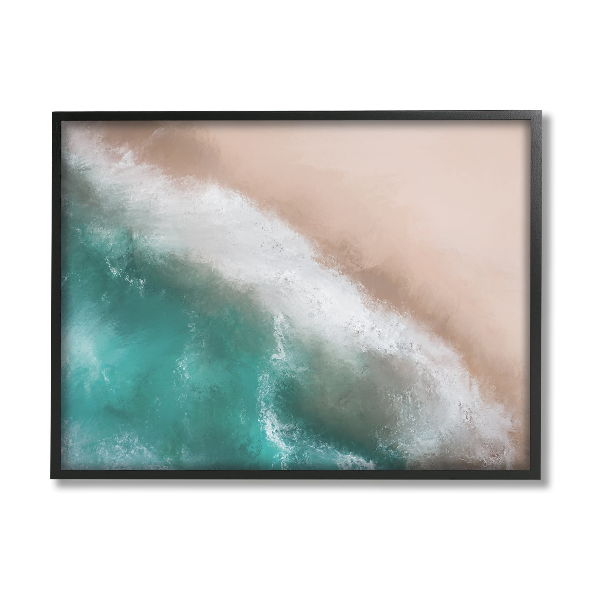 Stupell Industries Aerial Beach Foam View Landscape Painting Black Framed Art Print Wall Art, 30 x 24