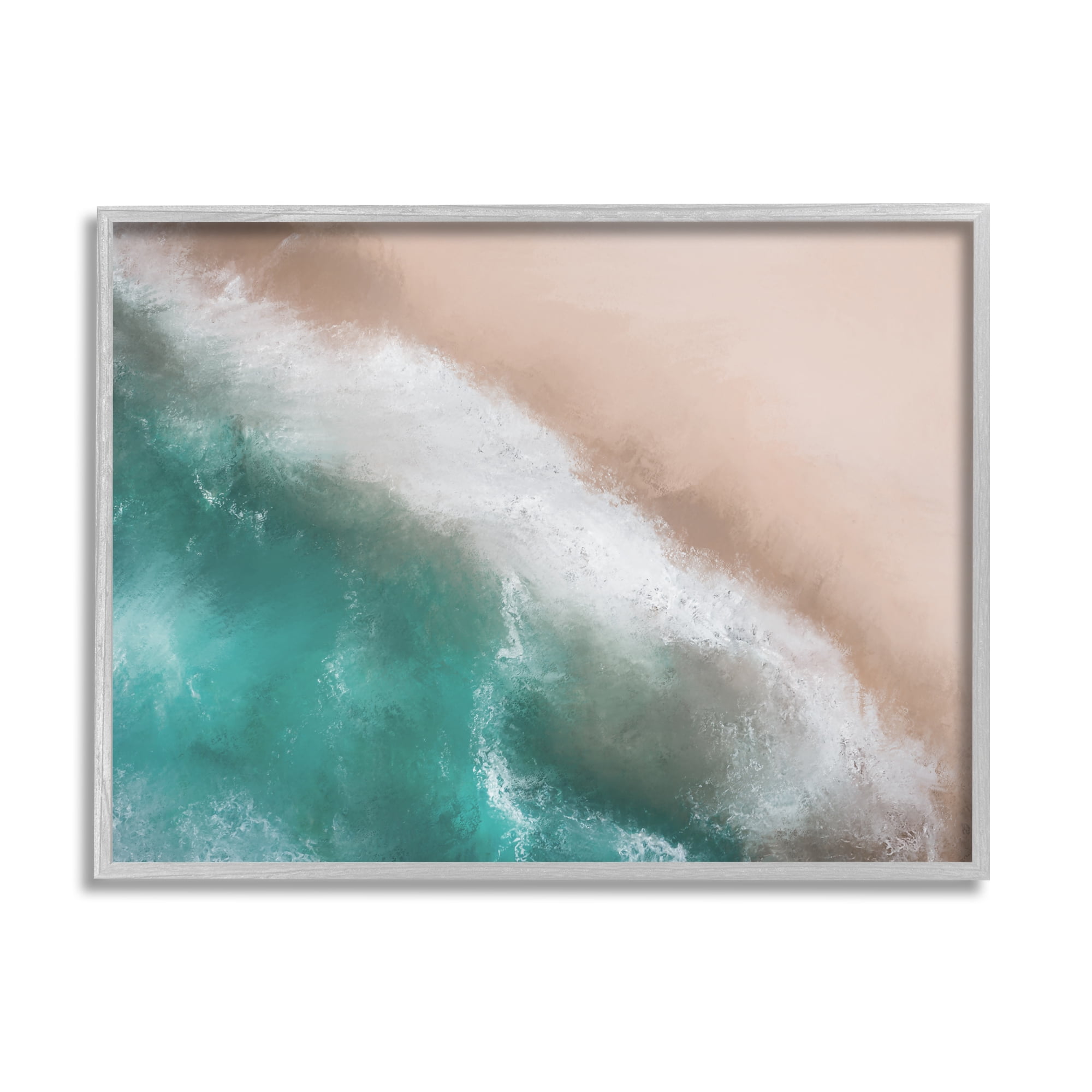 Stupell Industries Aerial Beach Foam View Landscape Painting Gray Framed Art Print Wall Art, 20 x 16