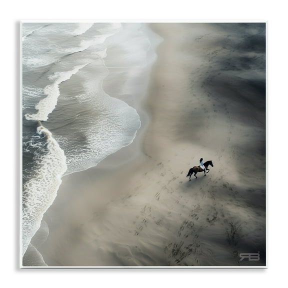 Stupell Industries Aerial Beach View Horse Nautical & Beach Painting Unframed Art Print Wall Art, 12 x 12